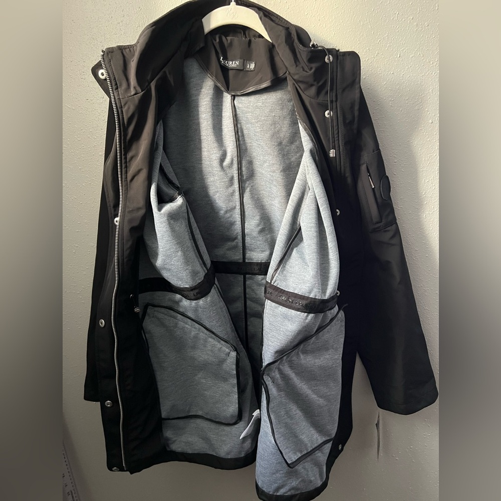 Lauren Ralph Lauren Water Repellent Cotton Blend Anorak in Black Size Large New - Picture 8 of 12